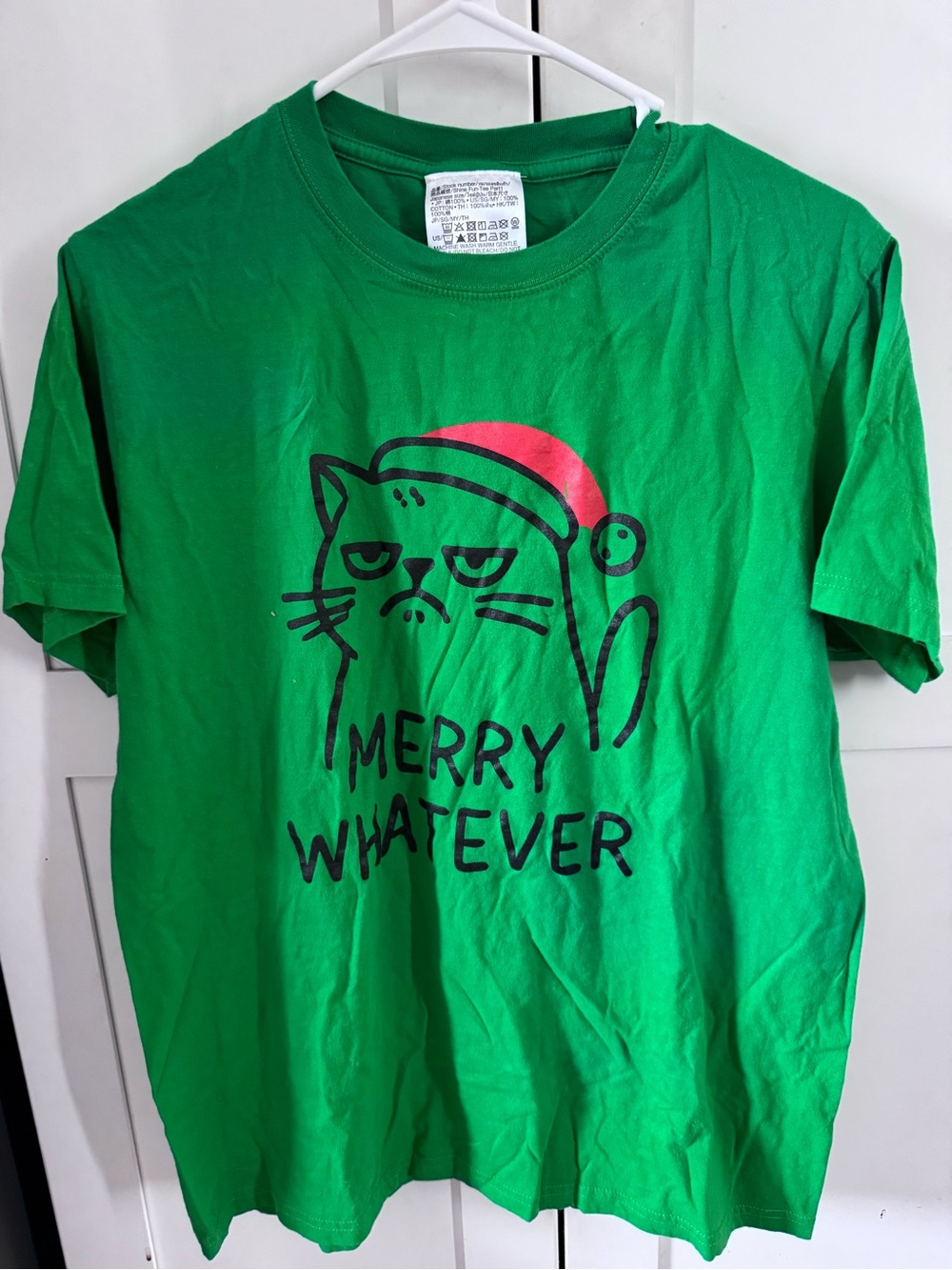 Merry Whatever Green Cat Holiday Tee